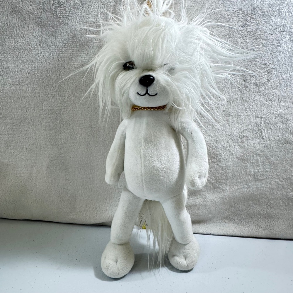 Sunny Days Entertainment W.C. White Plush Dog Long Hair Gold Chain 12‎ Inch